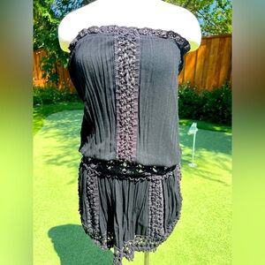 Surf Gypsy Black Dress with Lace Detail